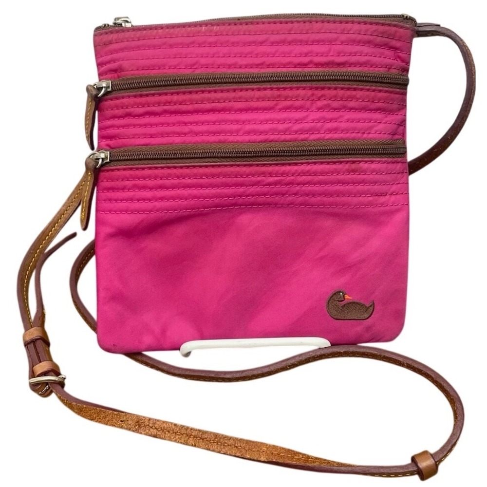Dooney & Bourke Nylon Triple Zip Crossbody Pink Flaws